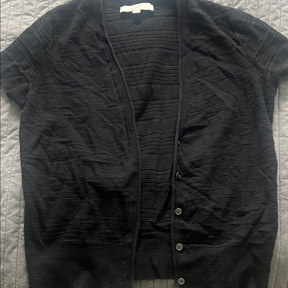 LOFT Black Ribbed Knit Top